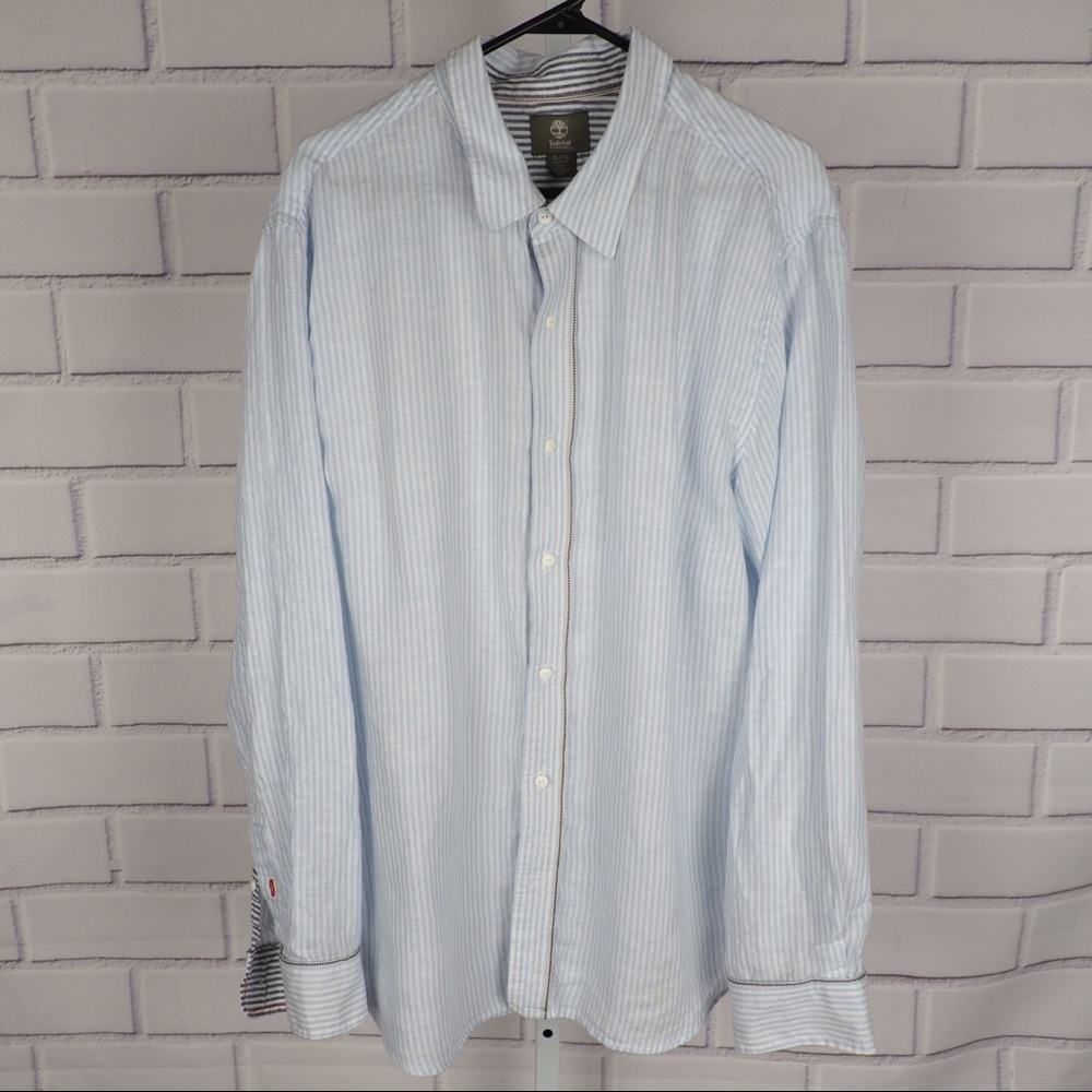 Timberland XL men’s linen striped buttondown shirt